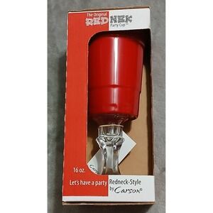 The Original Red Nek Party Cup by Carson Red Melamine Glass Base 16oz New in Box